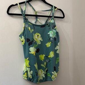 Athleta Floral Teal swim top - Tankini - medium - 34B/C